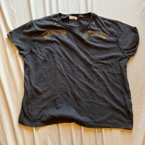 Free People Black Top with Gold Detail